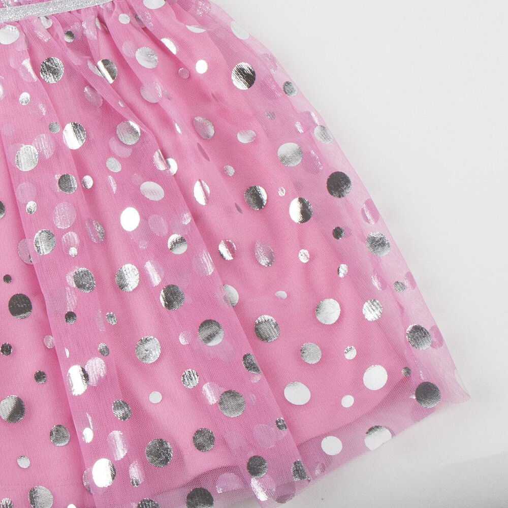 Vestido rosa de Minnie Disney con falda de lunares metalizados - 4