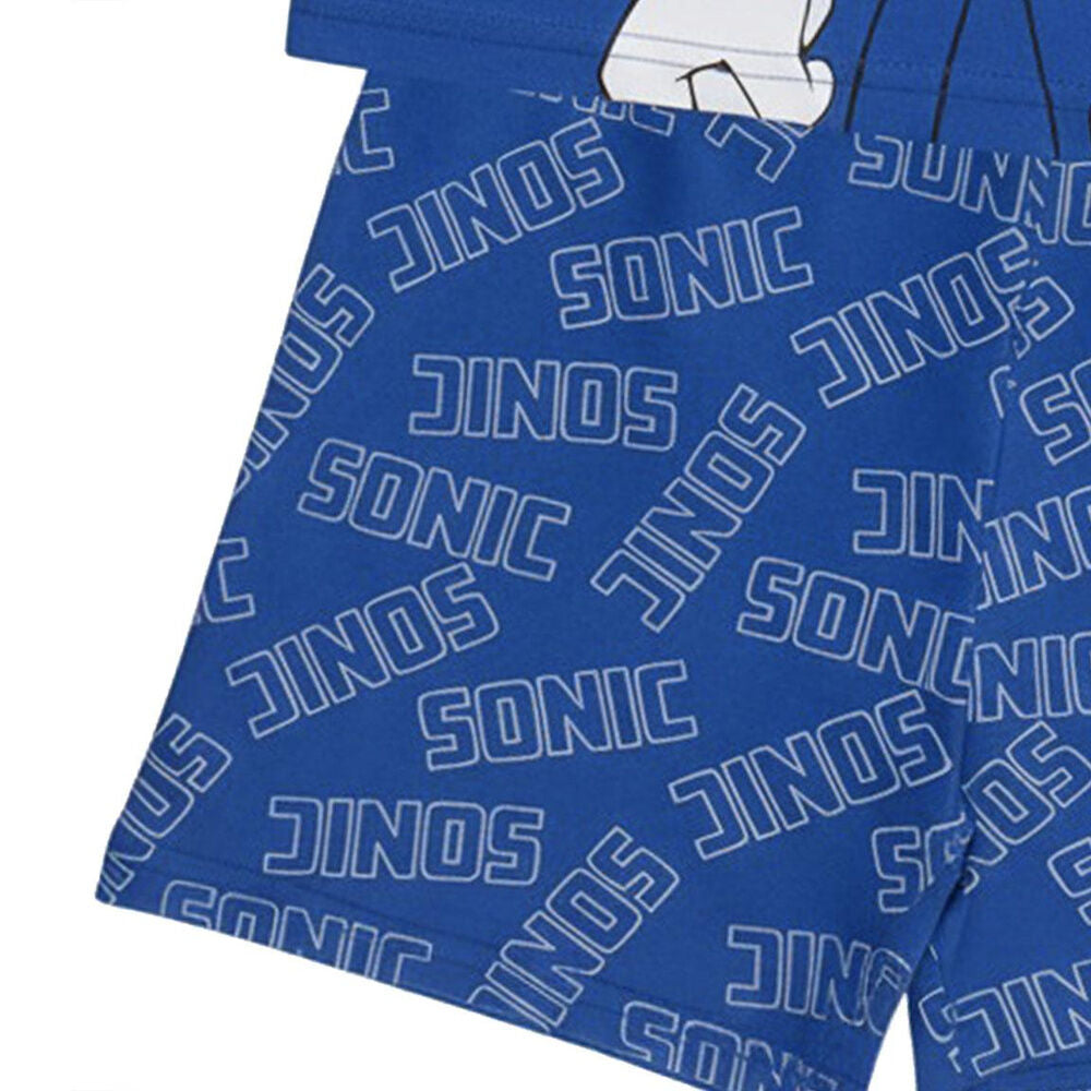 Pijama infantil azul de Sonic the Hedgehog con camiseta y pantalón corto - 4