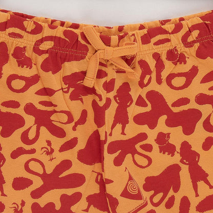 Pijama infantil de Vaiana Disney con camiseta azul y pantalón corto naranja - 4
