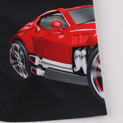 Bañador bóxer infantil Hot Wheels negro con coche rojo y llamas - 4