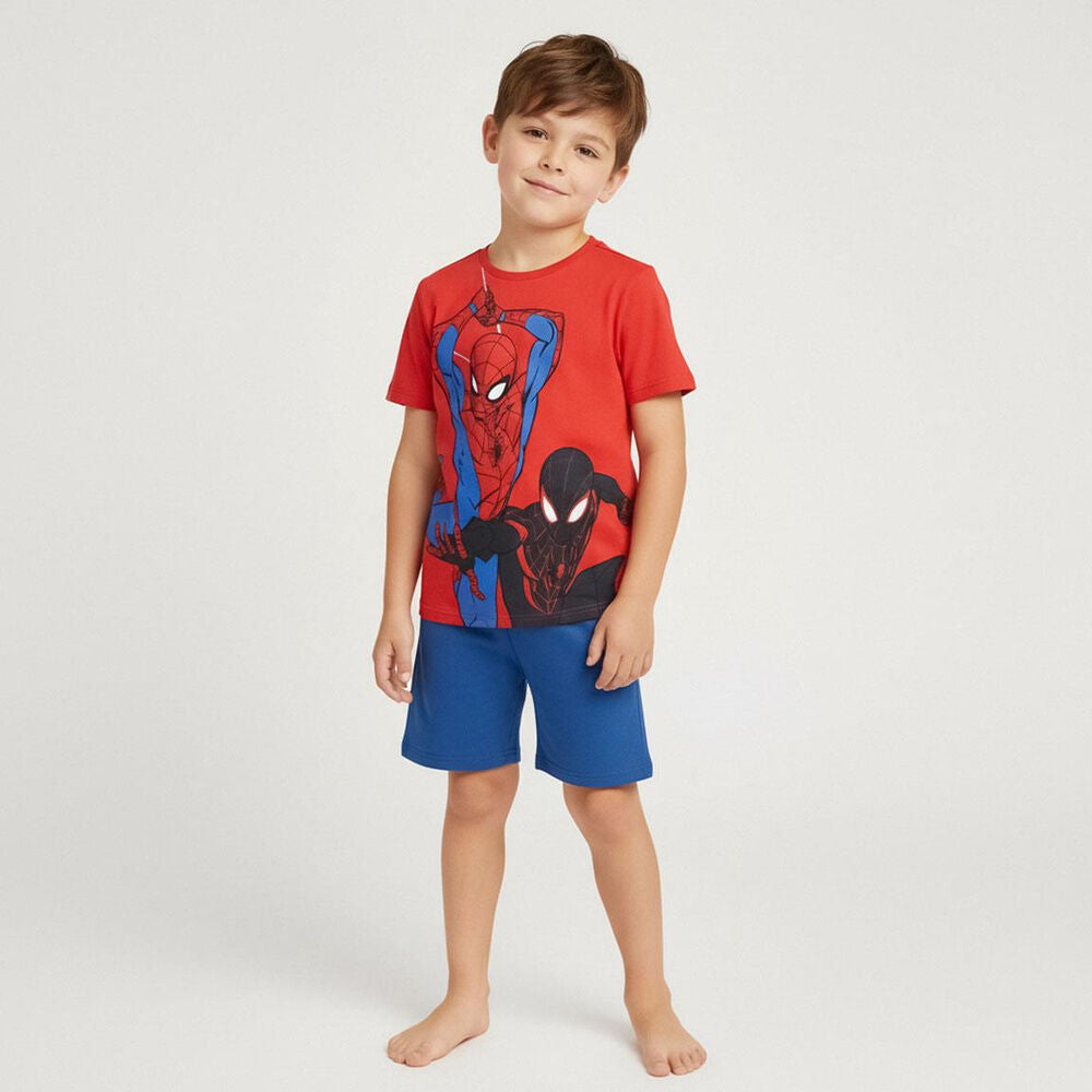 Conjunto infantil Spider-Man Marvel con camiseta roja y pantalón corto azul - 5