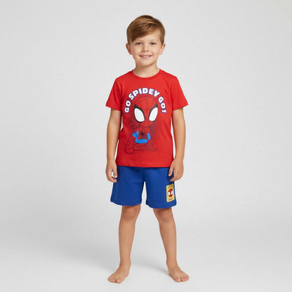 Conjunto infantil Spidey Marvel con camiseta roja y pantalón corto azul - 5