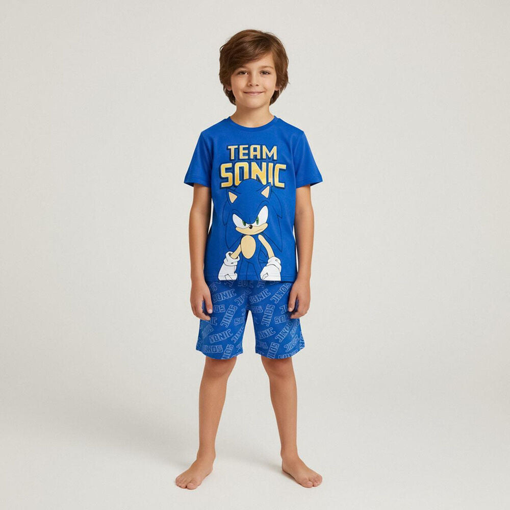 Pijama infantil azul de Sonic the Hedgehog con camiseta y pantalón corto - 5