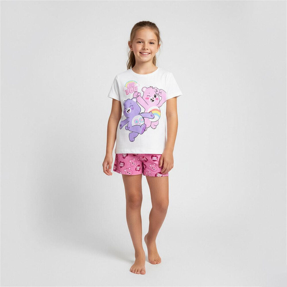 Pijama corto infantil de Osos Amorosos con camiseta blanca y pantalón rosa estampado - 5
