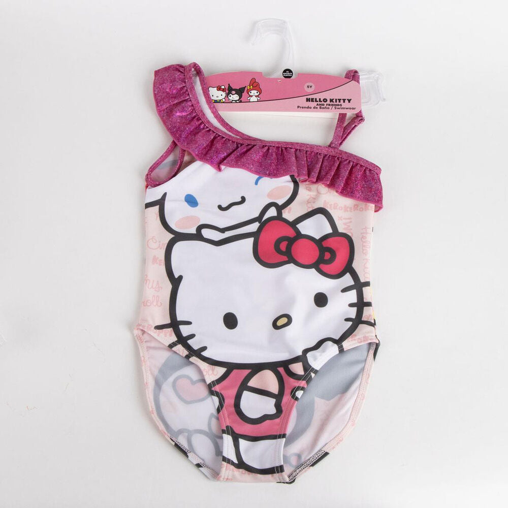 Bañador infantil rosa de Hello Kitty con volante y estampado frontal - 5
