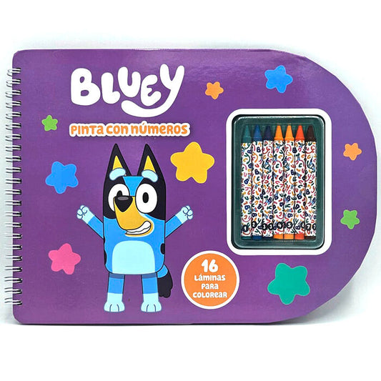 Libreta Pinta con Números de Bluey con pincel y pinturas