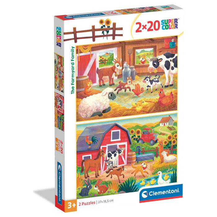 Caja del puzzle Clementoni Granja con dos puzzles de 20 piezas