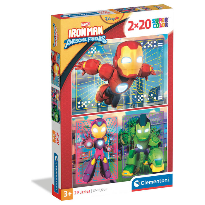 Puzzle Clementoni de Iron Man Marvel con 2 puzzles de 20 piezas