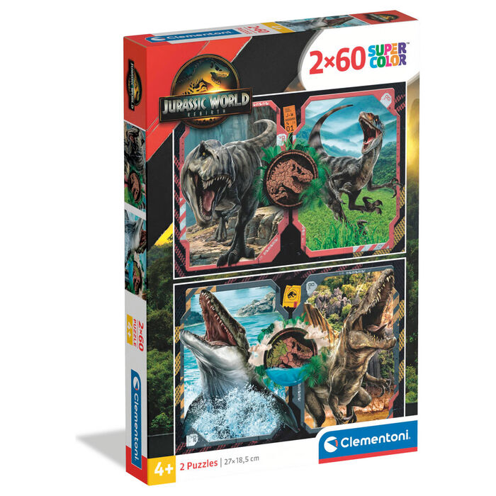 Puzzle Clementoni Jurassic World de 2 x 60 piezas con escenas de dinosaurios