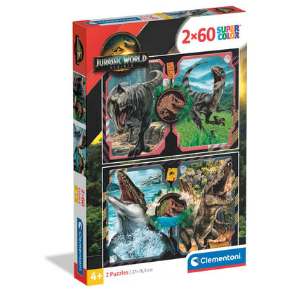 Puzzle Clementoni Jurassic World de 2 x 60 piezas con escenas de dinosaurios