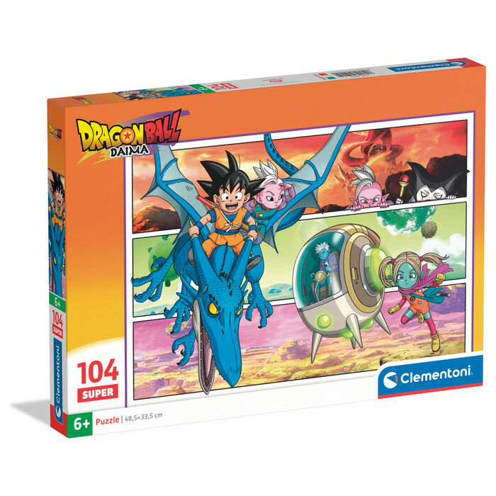 Puzzle Clementoni Dragon Ball Daima de 104 piezas con Goku y un dragón azul