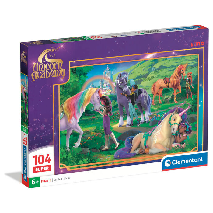 Puzzle Clementoni de Unicorn Academy con unicornios y 104 piezas