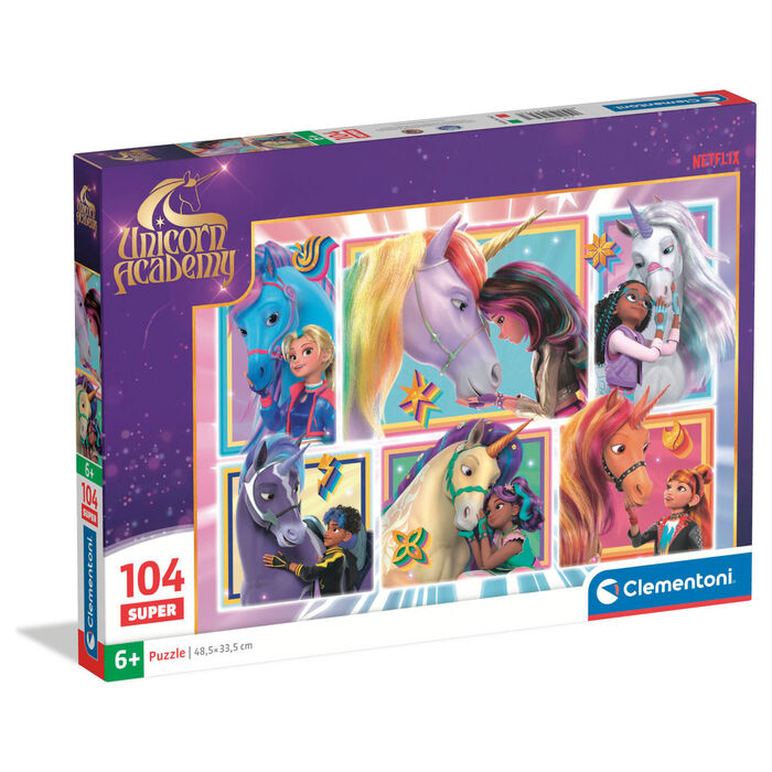Puzzle Clementoni Academia de Unicornios de 104 piezas