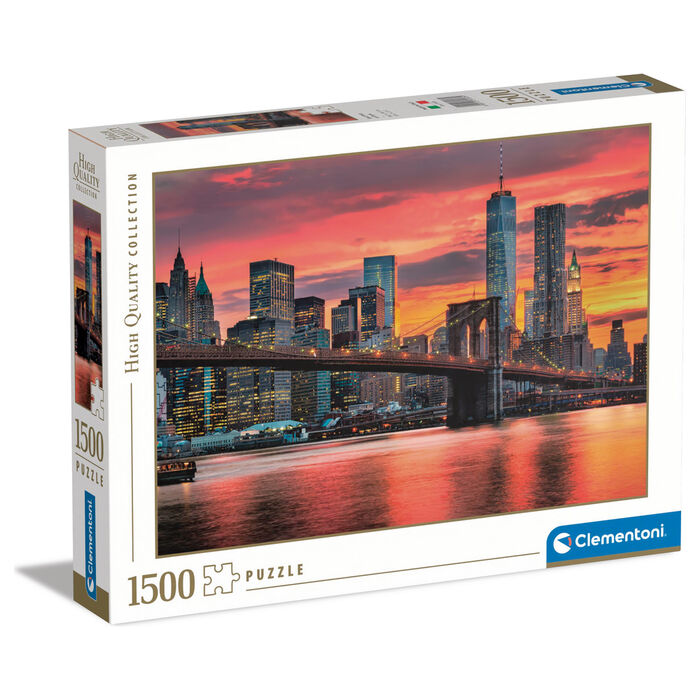 Puzzle Clementoni East River at Dusk de 1500 piezas con skyline y puente al atardecer