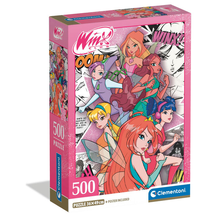 Puzzle Winx Club Clementoni de 500 piezas con ilustración de las protagonistas