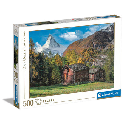 Puzzle CLEMENTONI de 500 piezas con paisaje alpino y cabañas