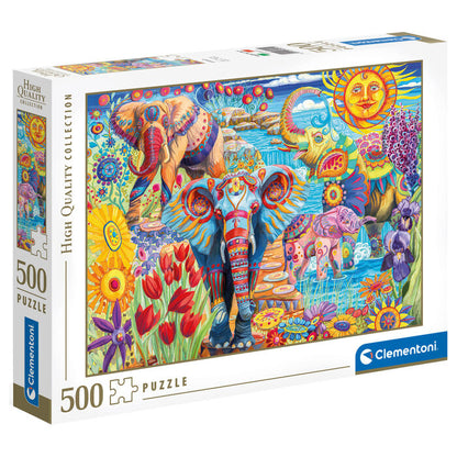 Puzzle Clementoni de 500 piezas con elefantes y flores