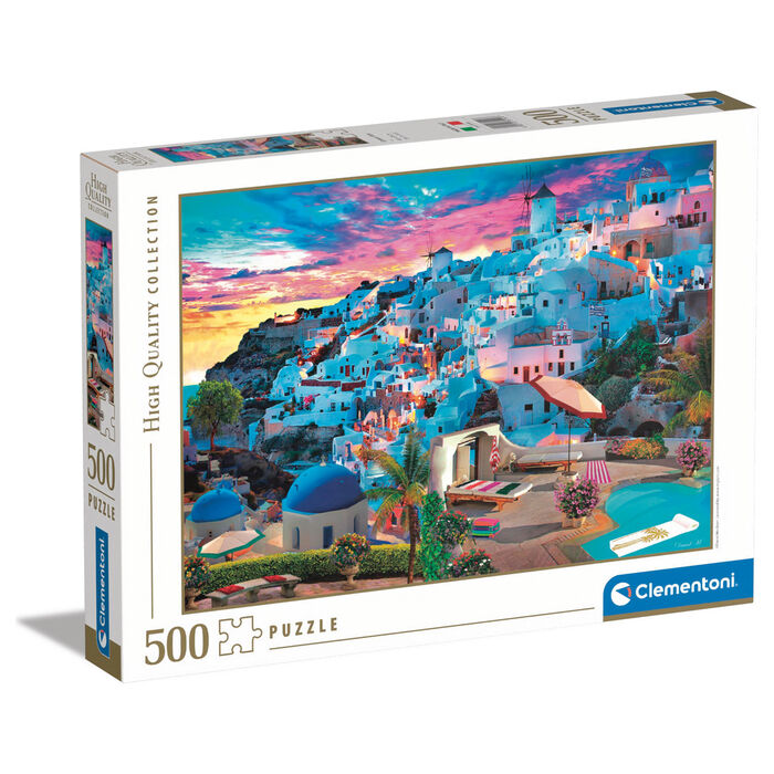 Puzzle Clementoni de 500 piezas con vista costera de Grecia