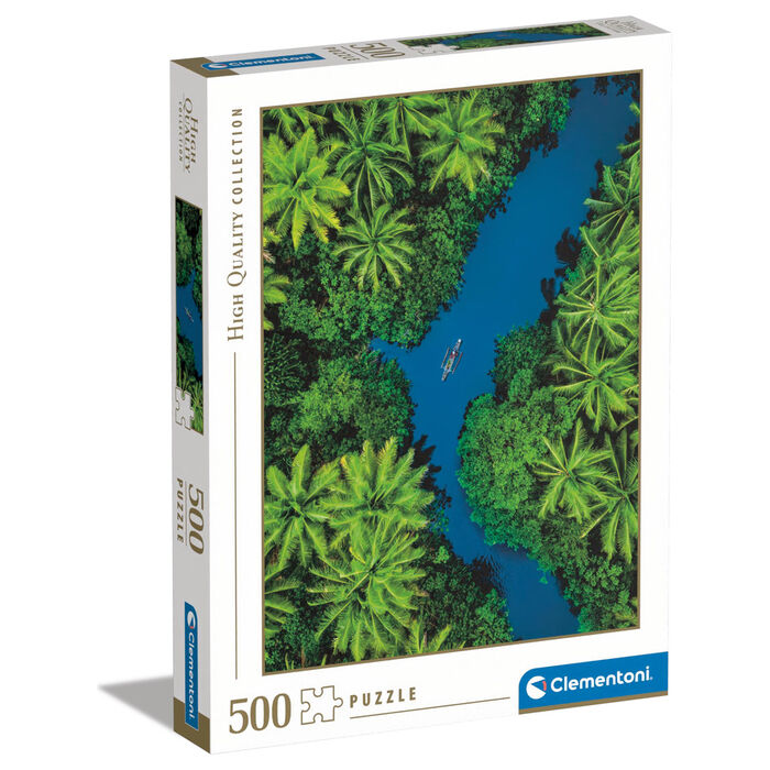 Puzzle Clementoni de 500 piezas con vista aérea tropical y palmeras