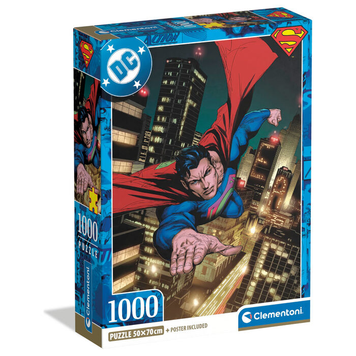 Puzzle Clementoni de Superman sobrevolando una ciudad, 1000 piezas - 2