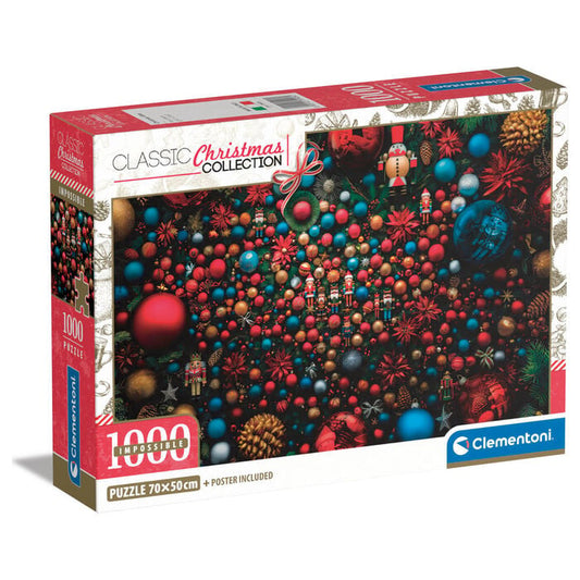 Puzzle Clementoni Navidad de 1000 piezas con adornos y cascanueces