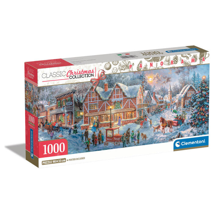 Puzzle Panorama Clementoni de Navidad con pueblo nevado