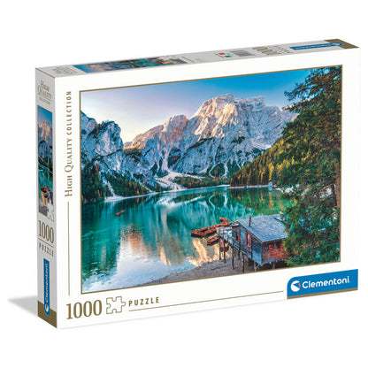 Puzzle Clementoni de 1000 piezas con lago alpino, montañas y cabaña