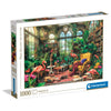 Puzzle Clementoni de 1000 piezas con biblioteca, plantas y flamencos