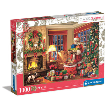 Puzzle Clementoni de 1000 piezas con Papá Noel junto al árbol de Navidad