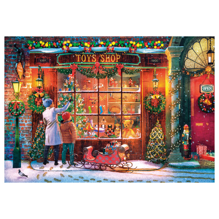 Puzzle Clementoni de 500 piezas con tienda de juguetes antiguos decorada en Navidad - 2