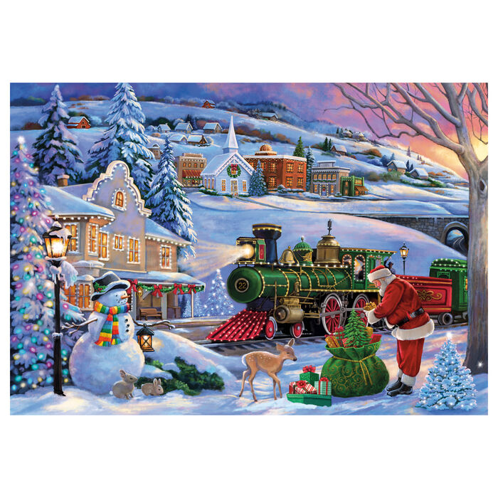 Puzzle Clementoni de 500 piezas con tren navideño en un pueblo nevado - 2