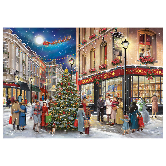 Puzzle Clementoni Un Paseo Navideño de 1000 piezas con calle nevada y árbol de Navidad - 2