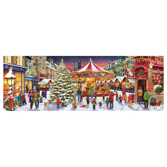 Puzzle Clementoni panorámico de 1000 piezas con pueblo navideño nevado - 2