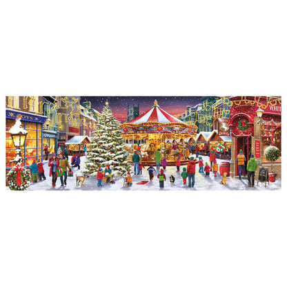 Puzzle Clementoni panorámico de 1000 piezas con pueblo navideño nevado - 2