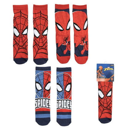 Set de tres pares de calcetines Spider-Man Marvel con diseños rojos y azules