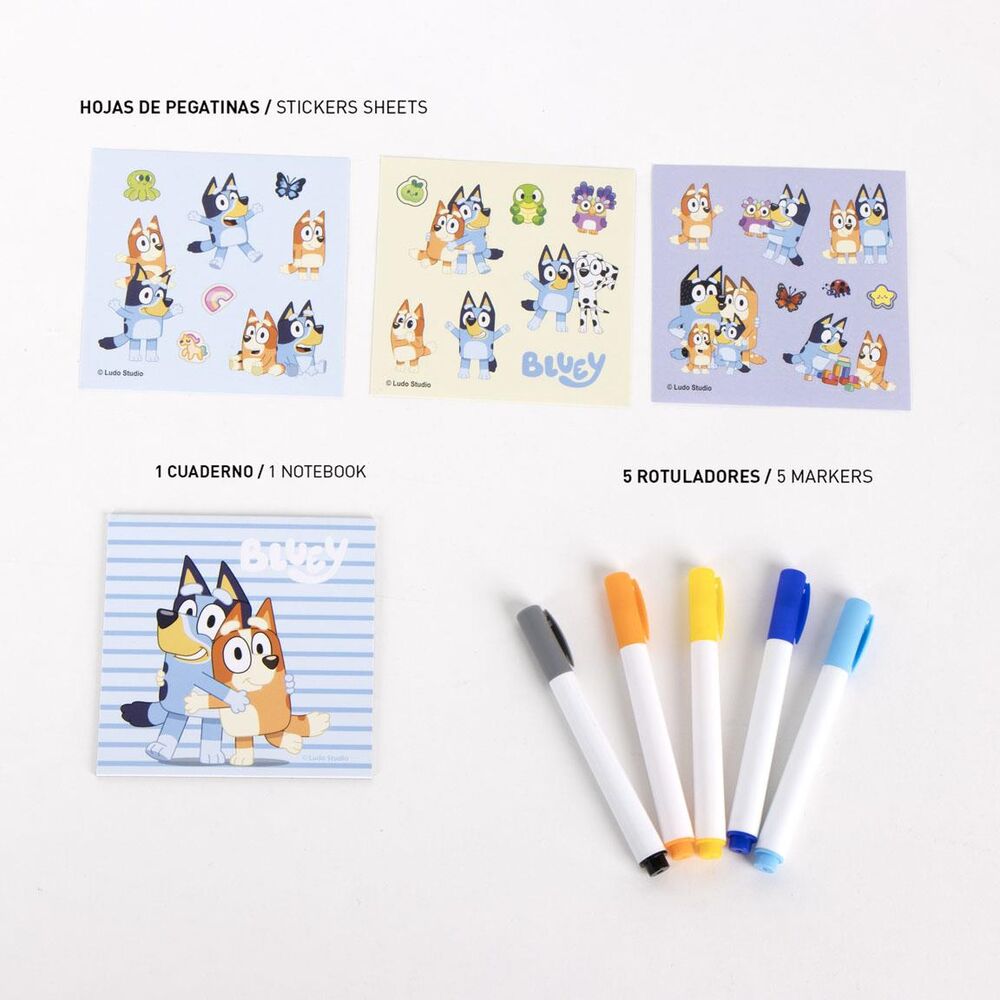 Set DIY Bluey con mochila, láminas ilustradas y rotuladores - 4