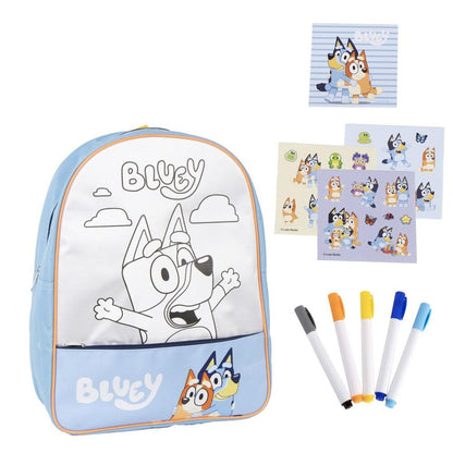 Set DIY Bluey con mochila, láminas ilustradas y rotuladores