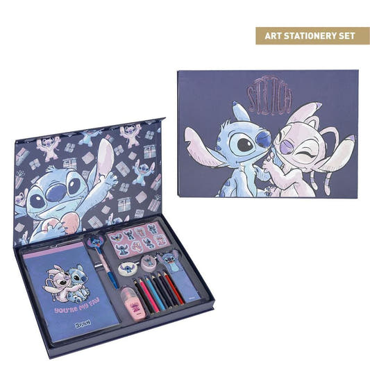 Set de papelería artística Stitch Disney con libreta, lápices y accesorios