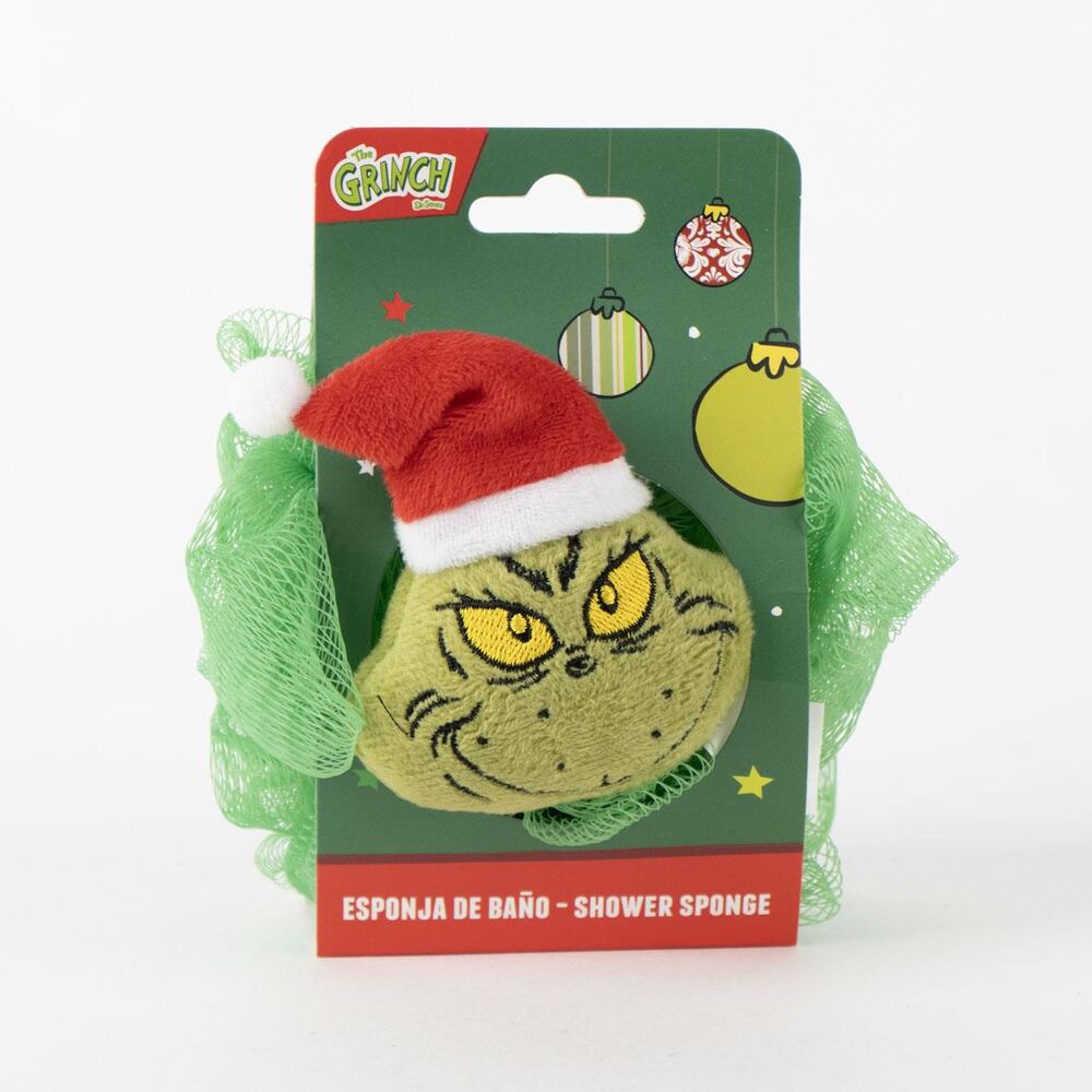 Esponja 3D de baño de El Grinch con gorro navideño y malla verde - 2