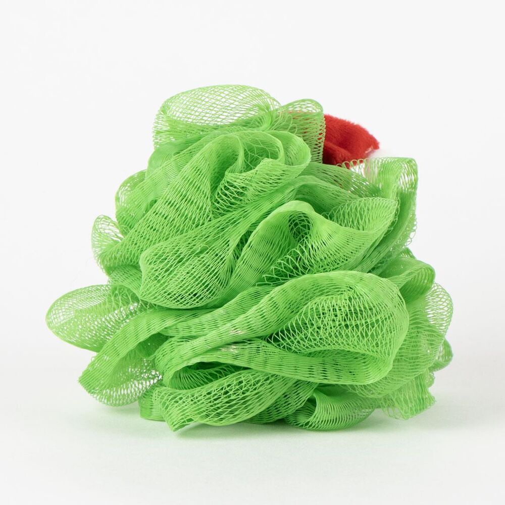 Esponja 3D de baño de El Grinch con gorro navideño y malla verde - 3