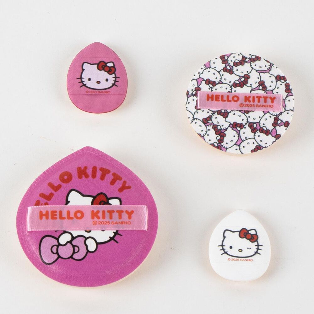 Blíster con cuatro esponjas de maquillaje Hello Kitty en rosa y blanco - 2