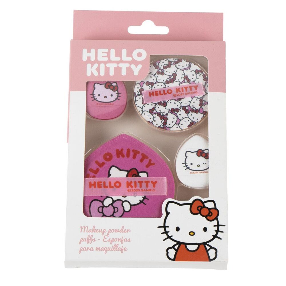 Blíster con cuatro esponjas de maquillaje Hello Kitty en rosa y blanco