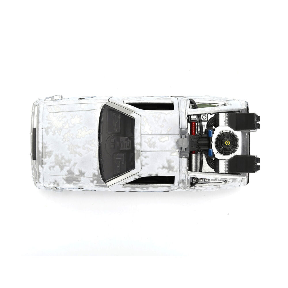 Réplica DeLorean Time Machine 1:32 con efecto hielo y caja de coleccionista - 5