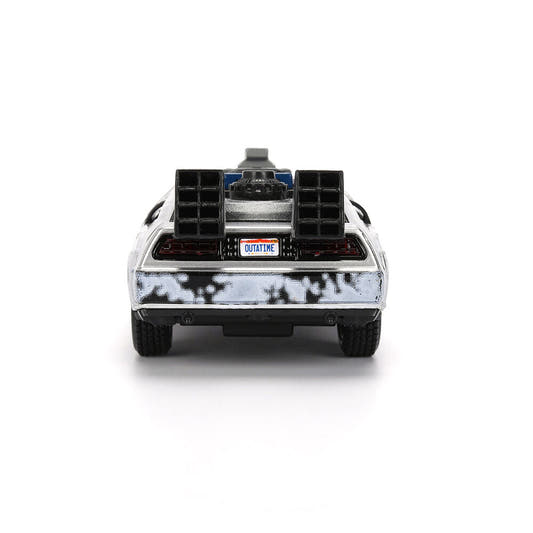 Réplica DeLorean Time Machine 1:32 con efecto hielo y caja de coleccionista - 7