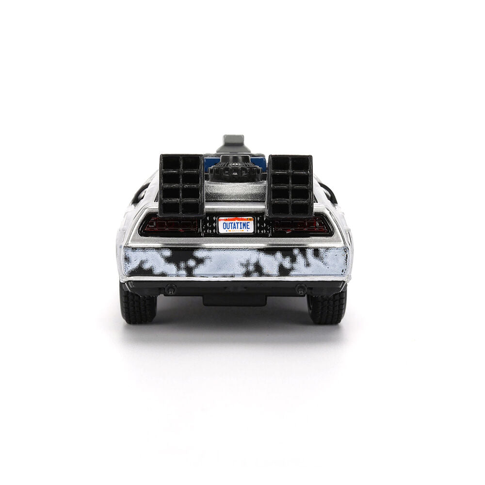 Réplica DeLorean Time Machine 1:32 con efecto hielo y caja de coleccionista - 7