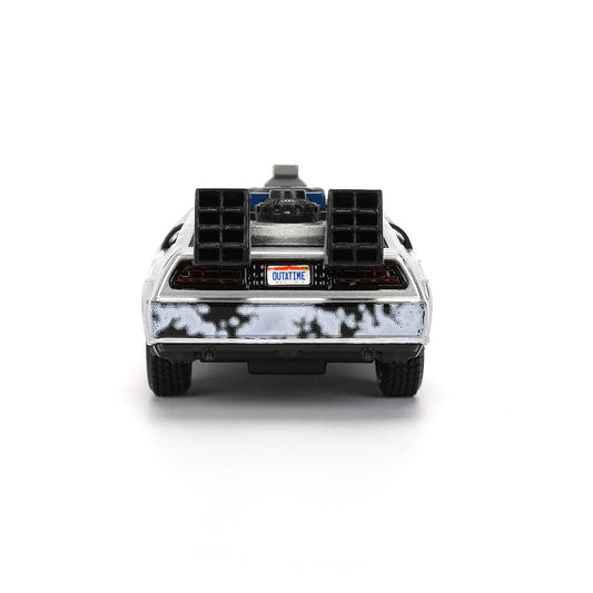 Réplica DeLorean Time Machine 1:32 con efecto hielo y caja de coleccionista - 7