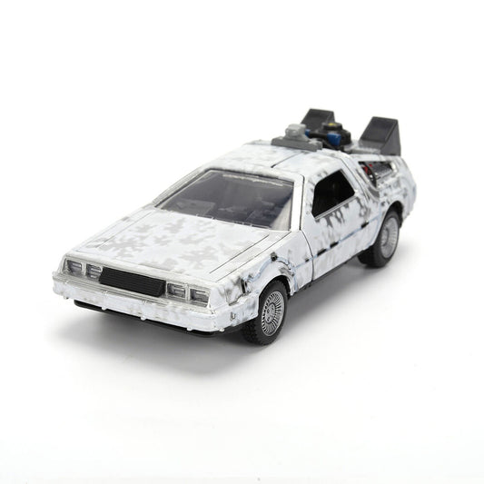 Réplica DeLorean Time Machine 1:32 con efecto hielo y caja de coleccionista - 9