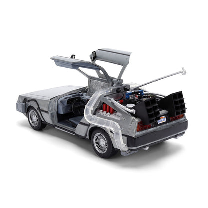 Réplica plateada del DeLorean de Regreso al Futuro con caja de coleccionista - 4