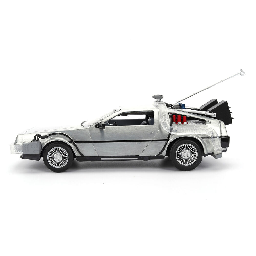 Réplica plateada del DeLorean de Regreso al Futuro con caja de coleccionista - 7