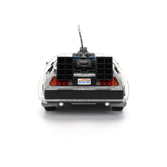 Réplica plateada del DeLorean de Regreso al Futuro con caja de coleccionista - 11